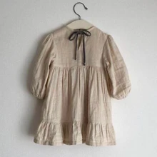 Платье для маленьких девочек; одежда принцессы; Корейская Осенняя детская льняная одежда; детская одежда с оборками; милая детская одежда