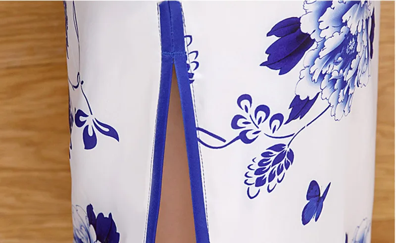 Sheng Coco сине-белое китайское платье Qipao Cheongsam женская Роба в восточном стиле длинное Современное женское шелковое банкетное Ципао китайское платье