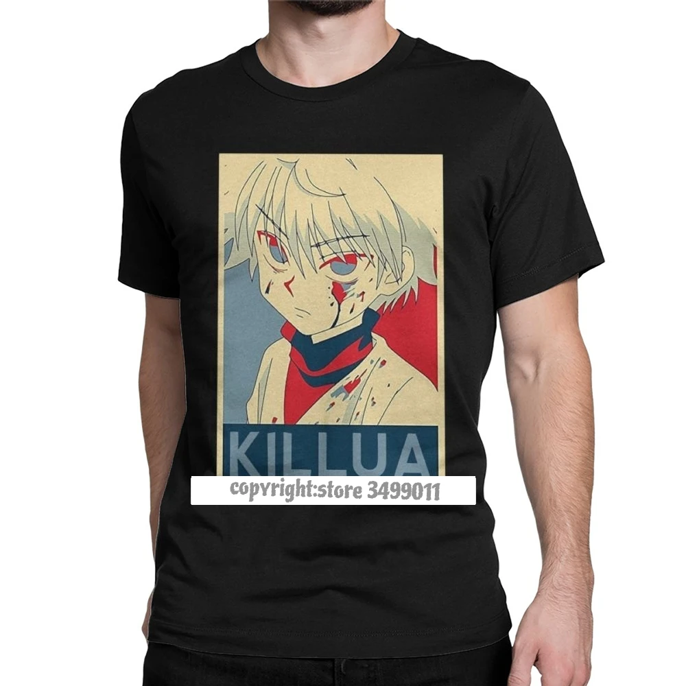 Мужские футболки киллуа хлопковая футболка топы для фитнеса аниме манга