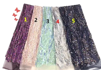 

embroiderd lace fabric yaking-8.9801 with sequins beautiful Nigerian sequins lace fabric for party dress