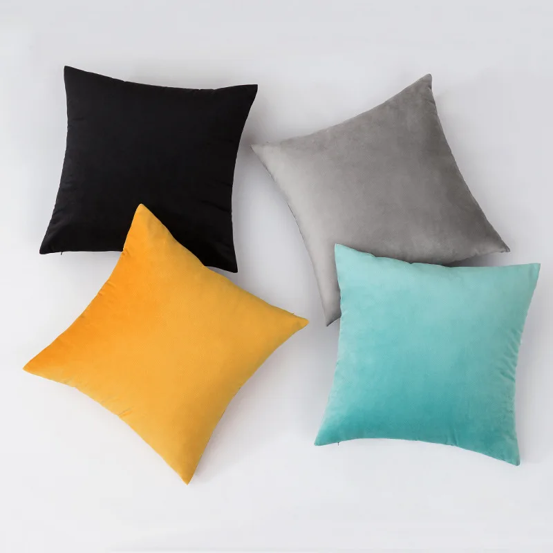 Inyahome Acqua Green Luxury Velvet Cushion Cover Pillow Cover Pillowcase Home Decorative Pillow Pillowslip Sofa Throw Pillows