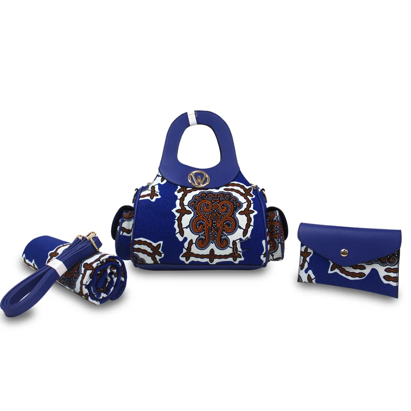 Африканская восковая Сумочка, набор, африканская восковая сумка с настоящей голландской вощеной тканью, 6 ярдов, хлопок, для женской сумки H1903250