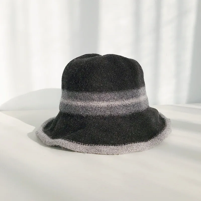 Big Brime Bucket Hat Panama Women Men Winter Sun Hat For Girl Fashion Outdoor Hip Hop Cap Men Panama Keep warm - Цвет: black