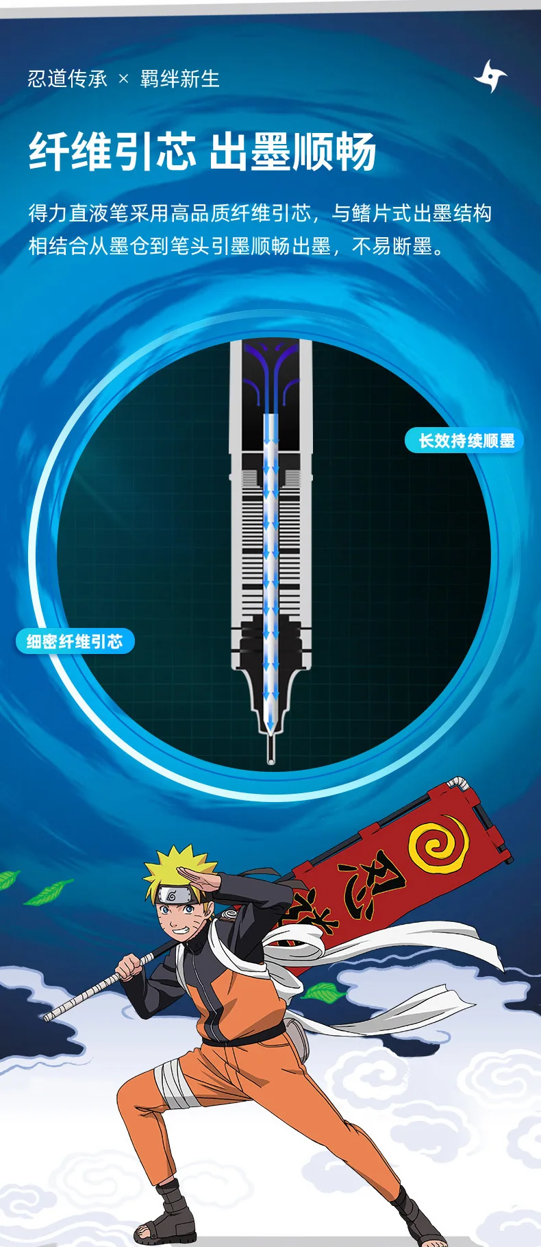 Deli Pen 48Pcs Naruto Series Rollerball Pens for School Supplies