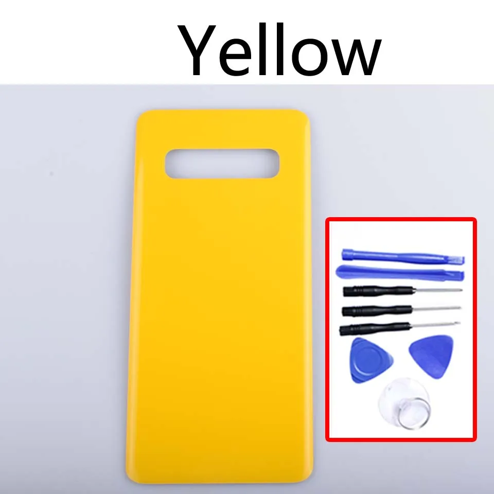 S10 Задняя крышка батареи для samsung Galaxy S10 G973 SM-G973 задняя крышка батарейного отсека Замена - Цвет: Yellow-With tool