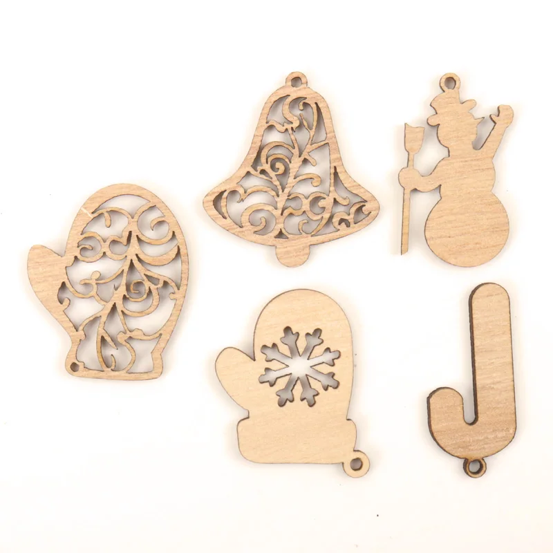 WoodenChristmasSeriesPatternHangingOrnamentCharmScrapbooking