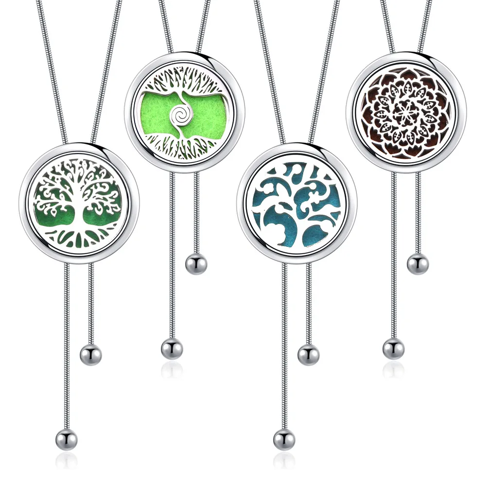 Aromatherapy Necklace Diffuser Pendant Locket Adjustable Snake Chain Long Tassel Perfume