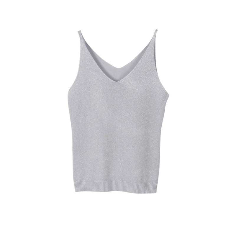 9 цветов Женская сорочка летняя Glettering Icecream Camisole брюзер короткий топ стрейч WY-01 тонкая Майка трикотажная - Цвет: H