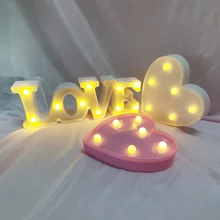 

1P 3D Love Heart LED Lamps Indoor Decorative Sign Night Light Wedding Valentine's Day Party Desk Decor Romantic LED Night Lamp