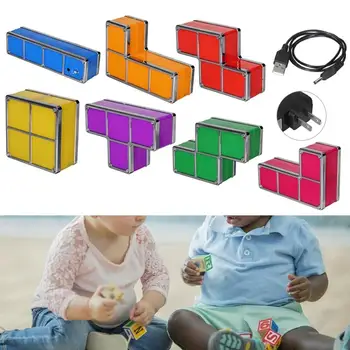 

7 LEDs Puzzel Styles Dropship Upgrade Puzzle LED Night Light Desk Lamp Colored Block Stackable Brick Light Children Toy