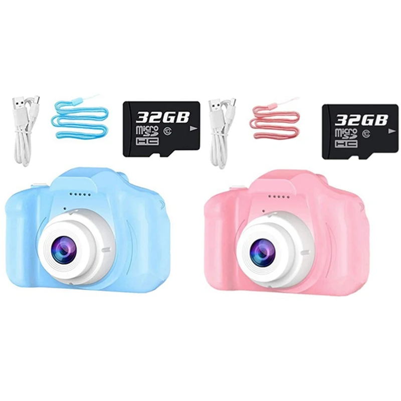 Kids Camera Selfie Camcorder 2.0 Inch IPS Screen with 32GB Card Children Christmas Birthday Gift |