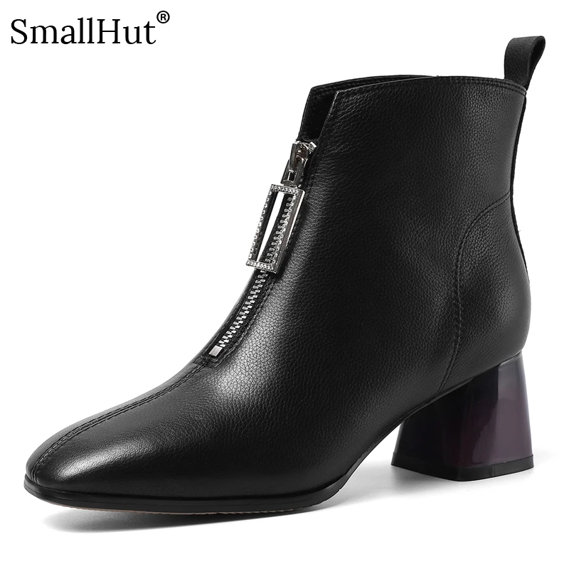 Женские ботинки из коровьей кожи; сезон осень-зима; женские ботинки на ...