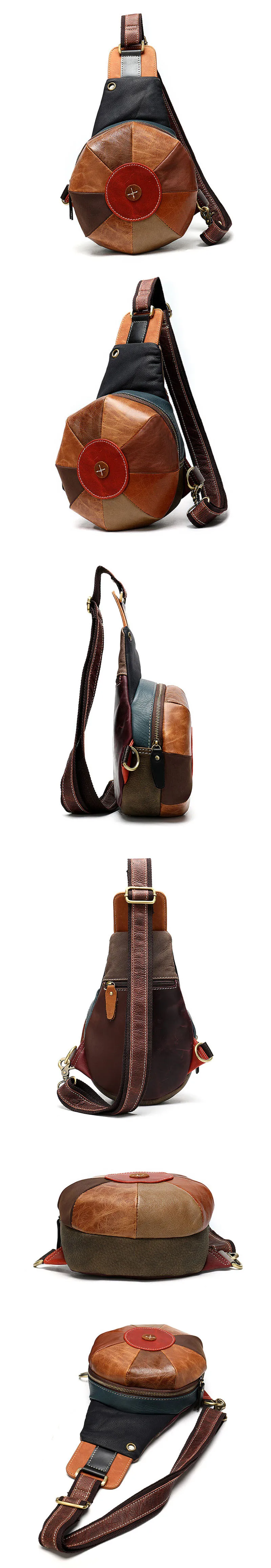 XMESSUN Women Genuine Leather Chest Bag Luxury Cowhide Leather Stitching Hat Bag Female Shoulde Messenger Travel Bag F294
