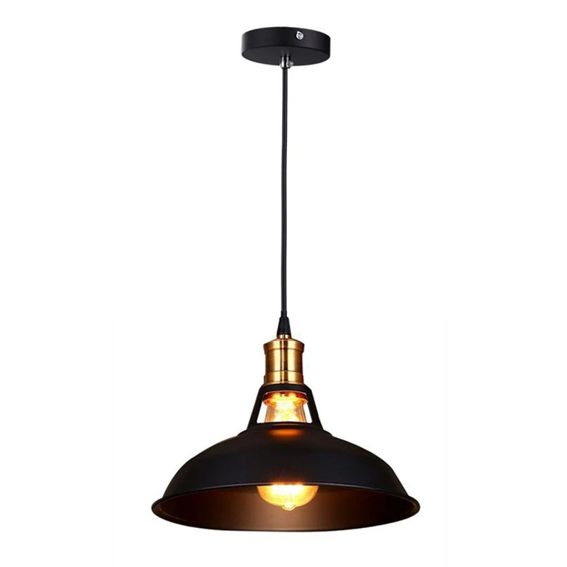 Ретро Промышленный Эдисон простота Люстра Винтаж потолочный светильник с металлическим блестящим скандинавском стиле оттенок (черный)