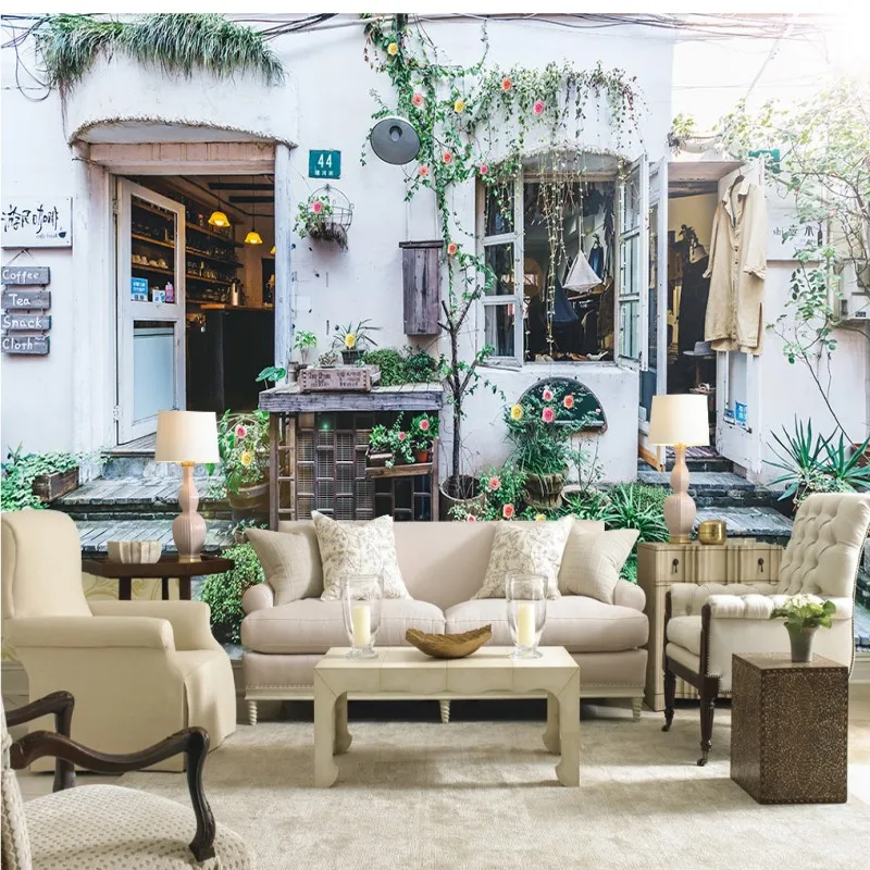 

Drop Shipping Wallpaper 3d Beautiful Village Streets Building Wallpaper Balcony Living Room Decorative Backdrop Wall Murals