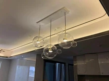Lamp.led-Light Iron-Glass Bubbles Golden-Chandelier Postmodern Dinning-Room for Foyer