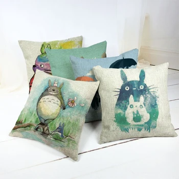 

Decorative Throw Pillows Cuteness Cushion Cover Totoro Picture Home Hotel Car Decor 45*45 Almofada Square Car Seat Funda Cojin