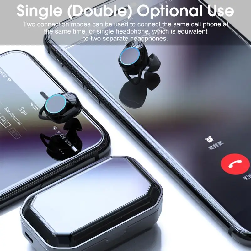 Беспроводные bluetooth-наушники CLAITE TWS 5,0 6D, стерео наушники CVC8.0 с шумоподавлением, 3300 мАч, внешний аккумулятор, гарнитура с микрофоном