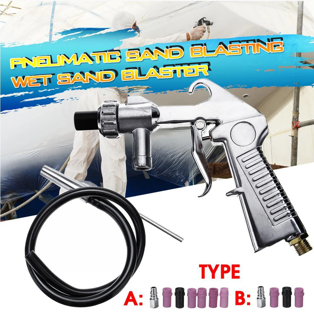 7Pcs Abrasive Air Sand Blasting Gun kit 1 ceramic nozzle steel Suction Pipe Industrial Sandblaster | Инструменты