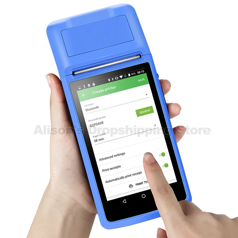 Портативный терминал Pos Android прочный КПК с NFC 5,5 дюймов сенсорный 3g Wifi Bluetooth термопринтер 58 мм POS машина Touc