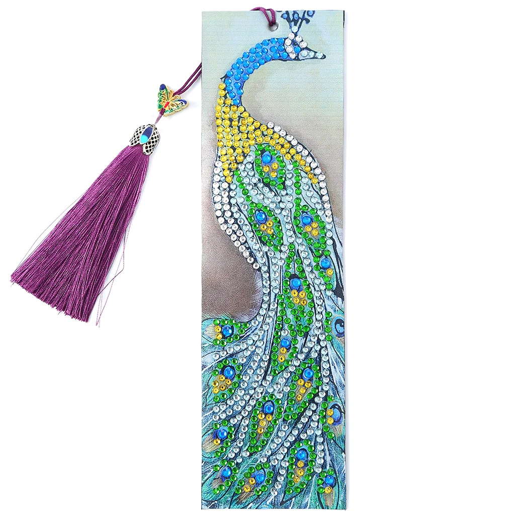5D Diamond Painting Leather Bookmarks Tassel Bookmarks Special Shaped Diamond Embroidery Craft