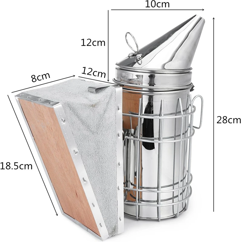 

Stainless Steel Beekeeping Bee Hive Smoker Kit Heat Shield Protection Scraper Equipment Tools Set Apiculture Accessories 8 In 1