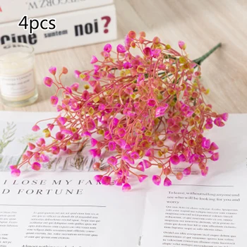 

4 Bundles Artificial Flowers Fake Outdoor Plants Faux Plastic Vintage Silk Artificial Flowers Small Plant Wedding Fake Flowers