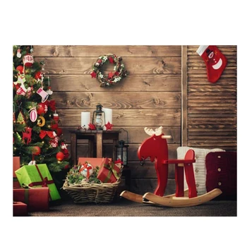 

7X5Ft Christmas Tree Background Photography Christmas Socks Christmas Photo Studio Background Cloth2