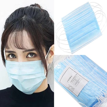 

10/20/50/100PCS 3 Layers Disposable Anti Dust Mask Outdoor Protect Mask Anti-pollen Allergy Anti Fog Blue Non-woven Mouth Mask