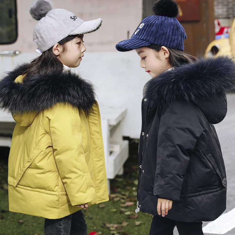 Брендовые модные зимние пуховики для девочек детские пуховики пальто из натурального меха детская утепленная верхняя одежда для подростков