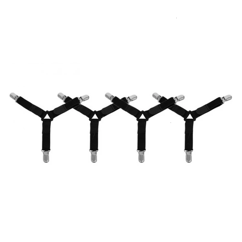 4pcs black Простыня Нескользящая Зажим регулируемые сверхпрочные Захваты простыня ремень крепеж зажимы для матраца домашняя Организация 1 шт. 4 шт - Цвет: 4pcs black