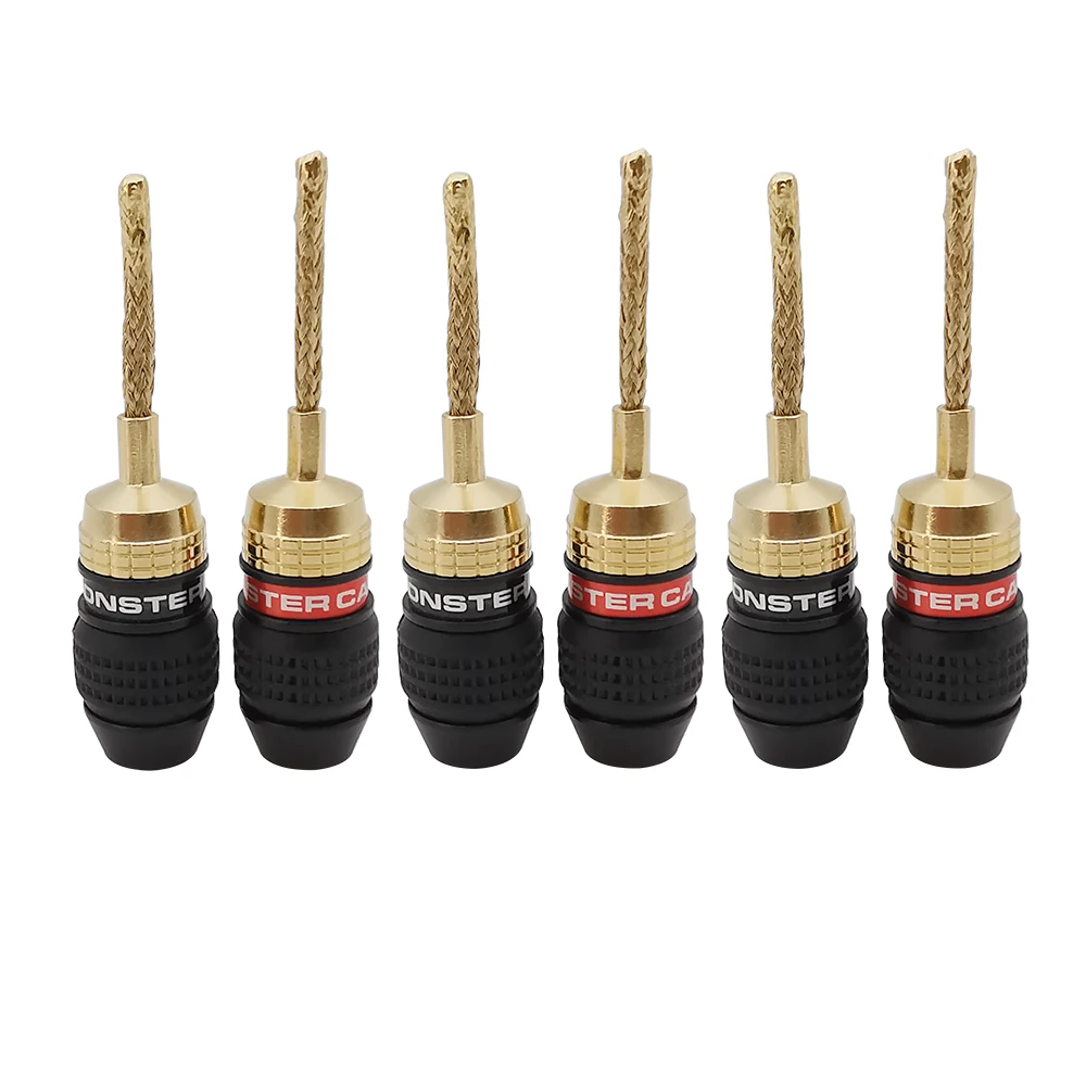 6 pcs 2mm Gold Plated Stackable Banana Plug to Alligator Clip Test Cable 50cm 