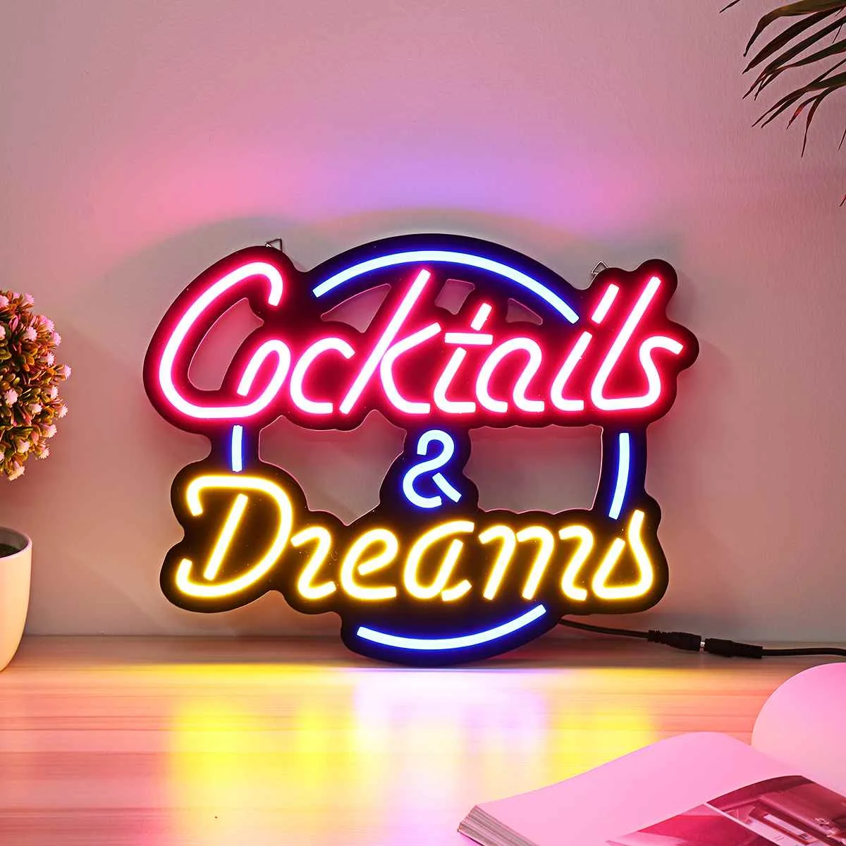 17"x14" Cocktail Dream Real Glass Tube Neon Light Sign Tavern Beer Bar Pub Decoration Neon Lamp Board Commercial Lighting