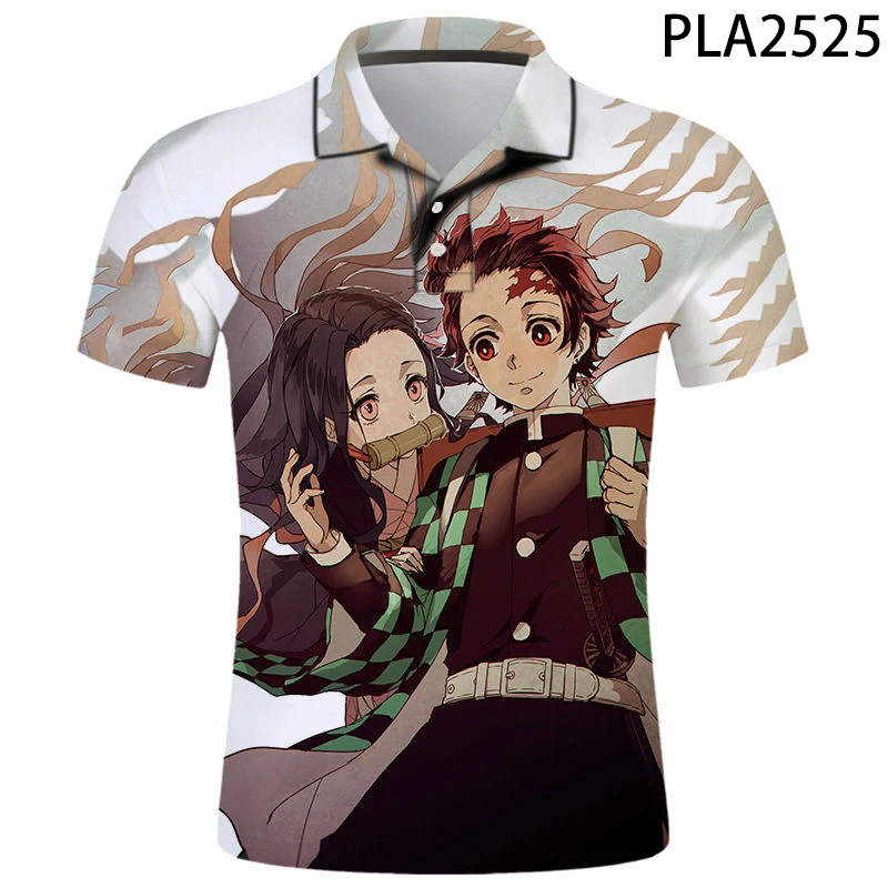 Polo Homme мультфильм 3D печатных Kimetsu без Yaiba футболка поло для мужчин модные