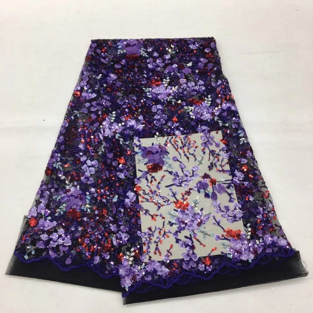 

2021 Latest African Mesh Lace Fabric High Quality Sequins Nigeria Lace Fabric French Tulle Lace Fabric XX4596