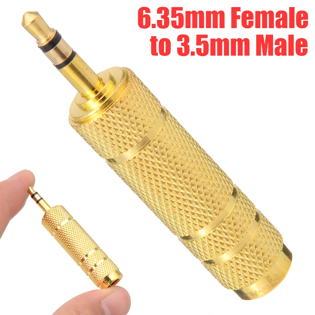 

1pcs 3.5mm Male to 6.5mm Female Adapter Gold Jack Stereo Audio Connector Adapter for Microphone Headphone