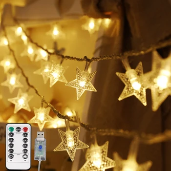 

10/20/40/50 LED Star Light String Twinkle Garlands Battery Powered Christmas Lamp Holiday Party Wedding Decorative Fairy Lights