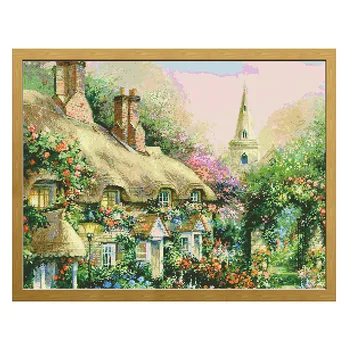 

Cat In The Jungle Hut Chinese Cross Stitch Printed Canvas Count Embroidery Kit 11CT 14CT Diy Handmade Needlework Home Decoration