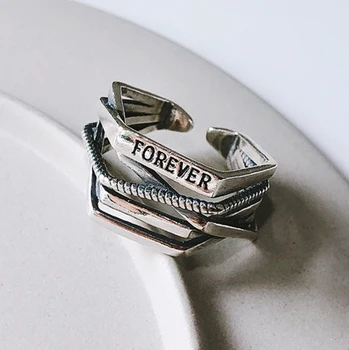 

Vintage 925 Sterling Silver Irregular Rings for Women Bijoux Gift Female Adjustable Size Finger Rings Anillos Wholesale