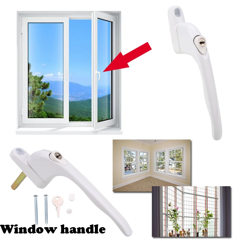 Inline Espag UPVC Window Lever Lock Handle Pull Locking White Home Safety