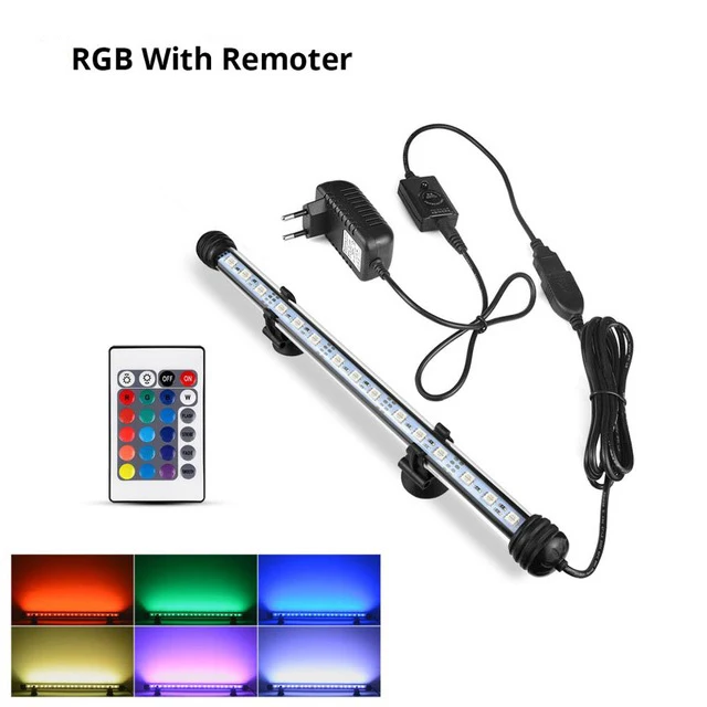 RGB Цветная(RGB) светодиодный ночной Светильник для домашнего аквариума 220V штепсельная вилка европейского стандарта аквариумная лампа, получившая сертификат Европейского 19/29/39/49 см клип-на Водонепроницаемый аквариум светодиодный светильник Инж - Испускаемый цвет: RGB