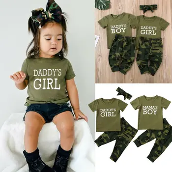 

Emmababy Summer Baby Boy Girl Camouflage Short Sleeve Letter Printed Tops T-shirt Pant Set Newborn Outfit