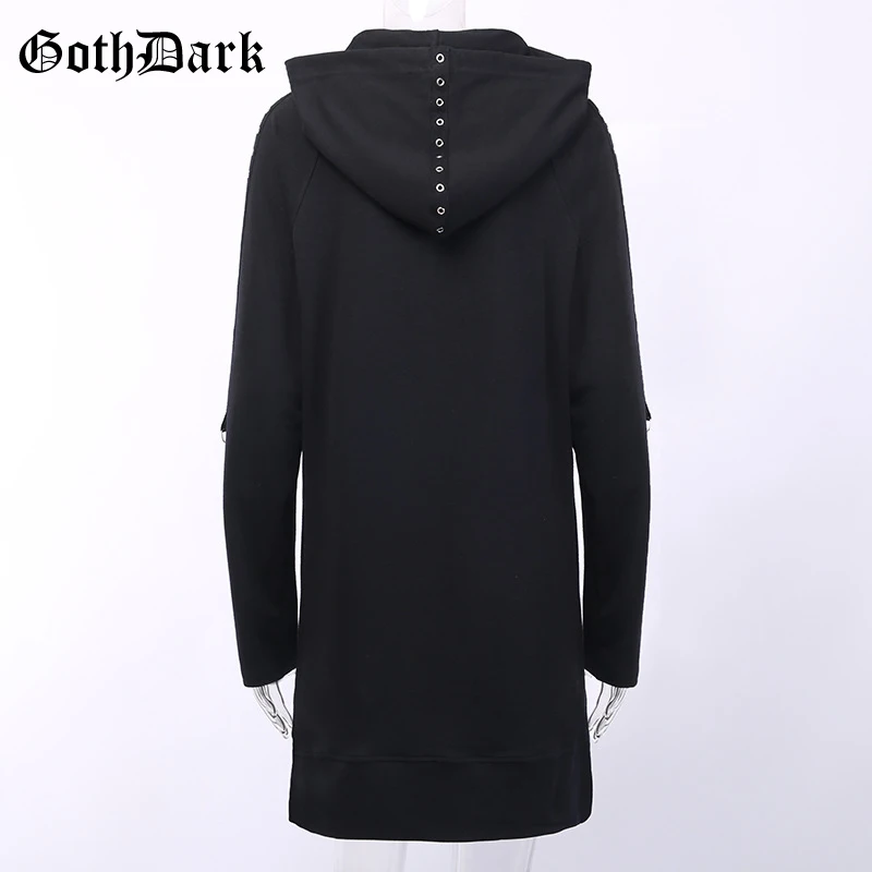 Goth Dark Vintage Black Grunge Gothic Sweatshrit Women Harajuku Punk Rivet Patchwork Fall 2019 Hoodies Pocket Hole Bandage Chic Goth Dark Vintage Black Grunge Gothic Sweatshrit Women Harajuku Punk Rivet Patchwork Fall 2019 Hoodies Pocket Hole Bandage Chic
