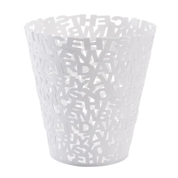 

Creative Letter Trash Can Waste Bins Household Living Room Bedroom Lidless Plastic Paper Basket Kitchen Simple Garbage Can White