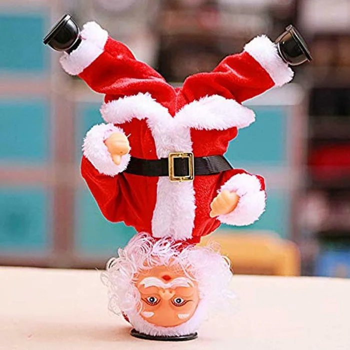 Рождество санта клаус танцы перевернутая электронная игрушка кукла Рождественский Декор Орнамент