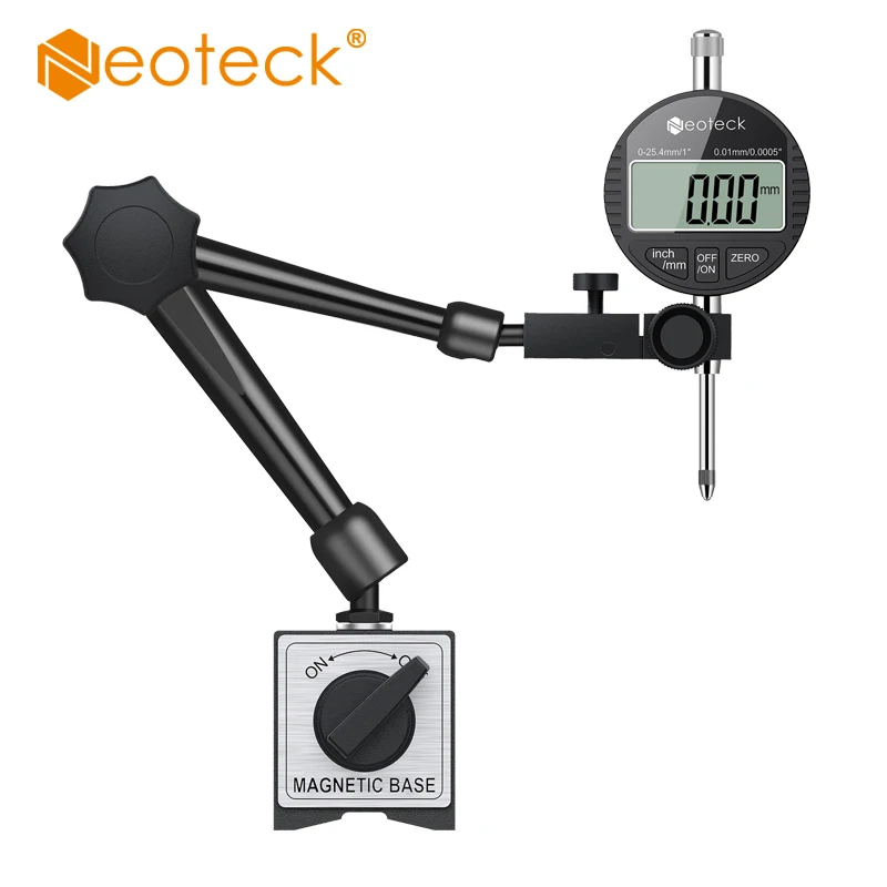 Neoteck Electronic Digital Dial Indicator Gage Gauge and Magnetic Base 0-1 Inch/25.4 mm Inch/Metric Conversion Auto Off Tools |