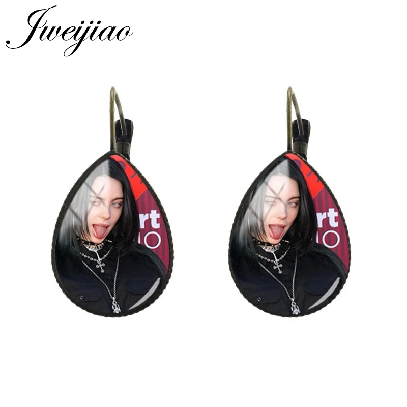 HB05 JWEIJIAO Billie Eilish, серьги, слеза, капля воды, серьги на клипсах для ушей, персональное лицо, угрюмое лицо, стиль хип-хоп, подарок для фанатов, горячая распродажа, Kolye HB10 - Окраска металла: HB05