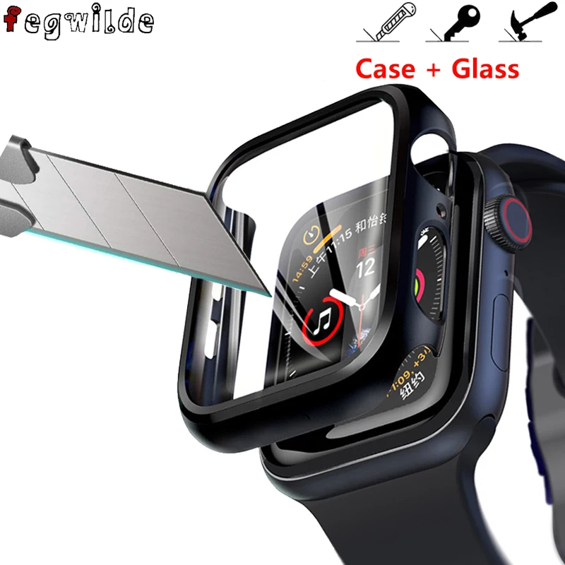 case For Apple Watch serie 6 5 4 3 44/40mm iWatch 42mm 38mm Screen Protector Tempered Glass+cover bumper apple watch Accessories | Наручные