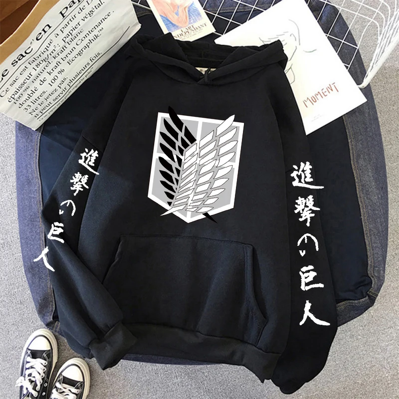 

Shingeki No Kyojin Japanese Anime Hoodies Men Harajuku Attack on Titan Graphic Sweatshirt Titans Attack Unisex Manga Male 90s
