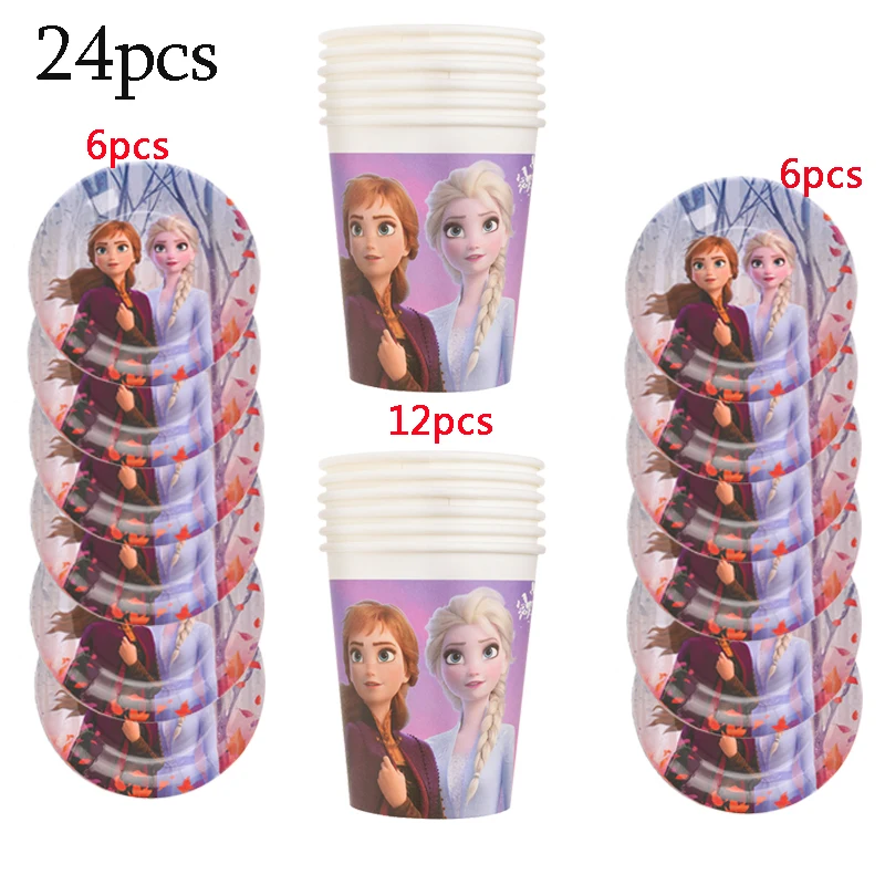 

24pcs Princess theme Birthday Party Supplies Tablecloth Plate Tableware Baby Shower Wish Gift Party